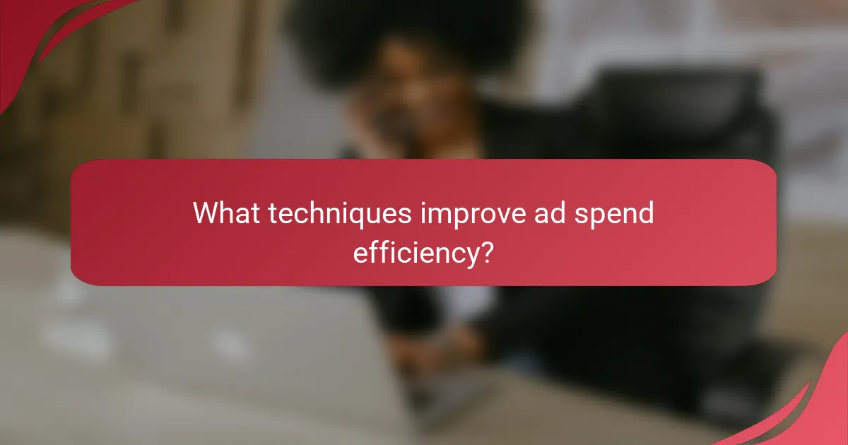 What techniques improve ad spend efficiency?